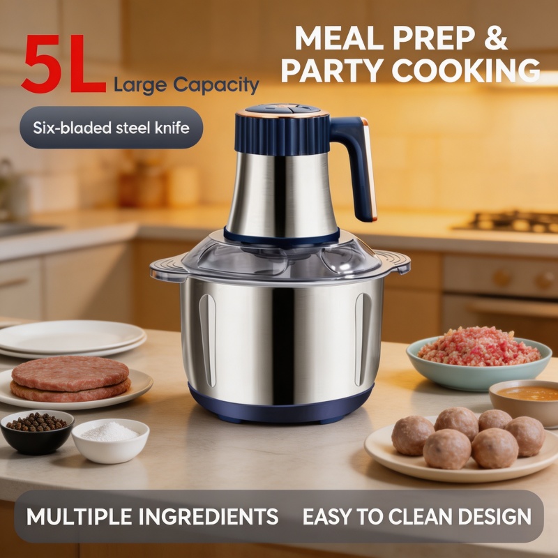 Baby Food Mill - Tritacarne Elettrico da 5L in Acciaio