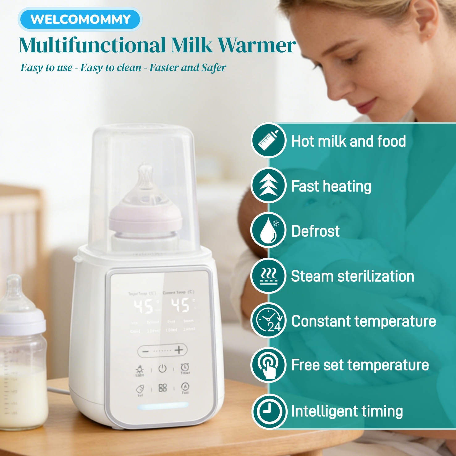 Dry Food Baby - 8In1 Biberon Scaldalatte per latte materno