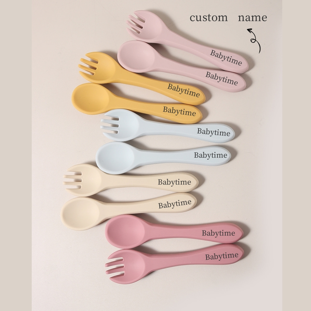 Baby Food Diet - Cucchiaio e Forchetta in Silicone Personalizzabili,
