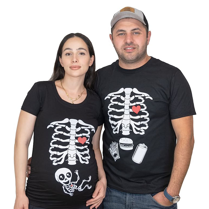 Baby Food Intake - Maternità Halloween Skeleton t-shirt coppia X-ray