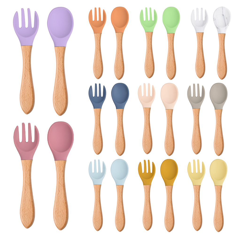 Baby Food Dispensing Spoon - 2 pezzi/set forchetta cucchiaio in silicone