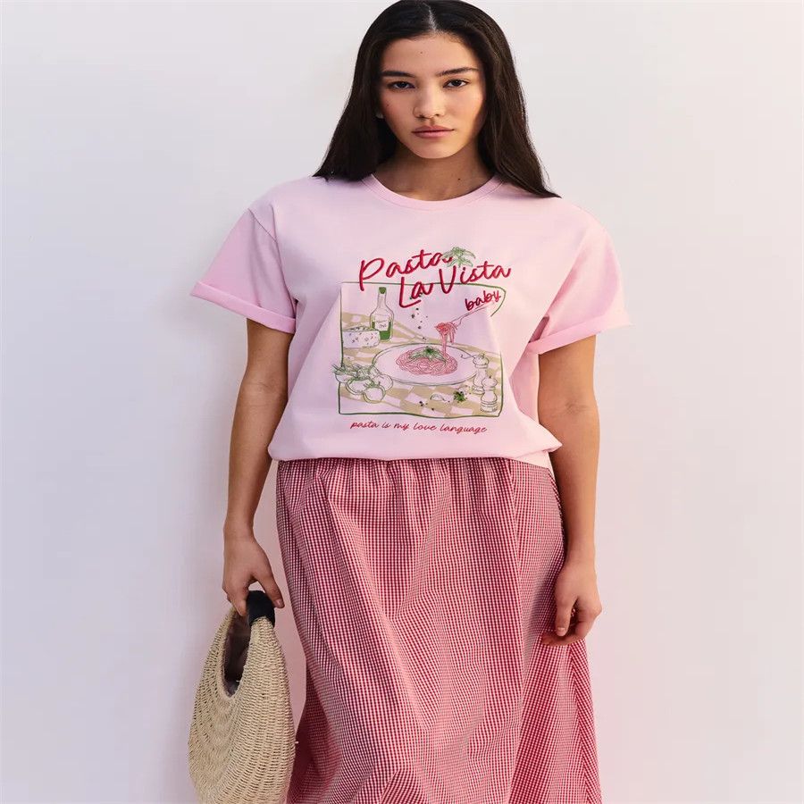 T-shirt da donna in cotone ros - Baby Food Intake recensione e prezzo